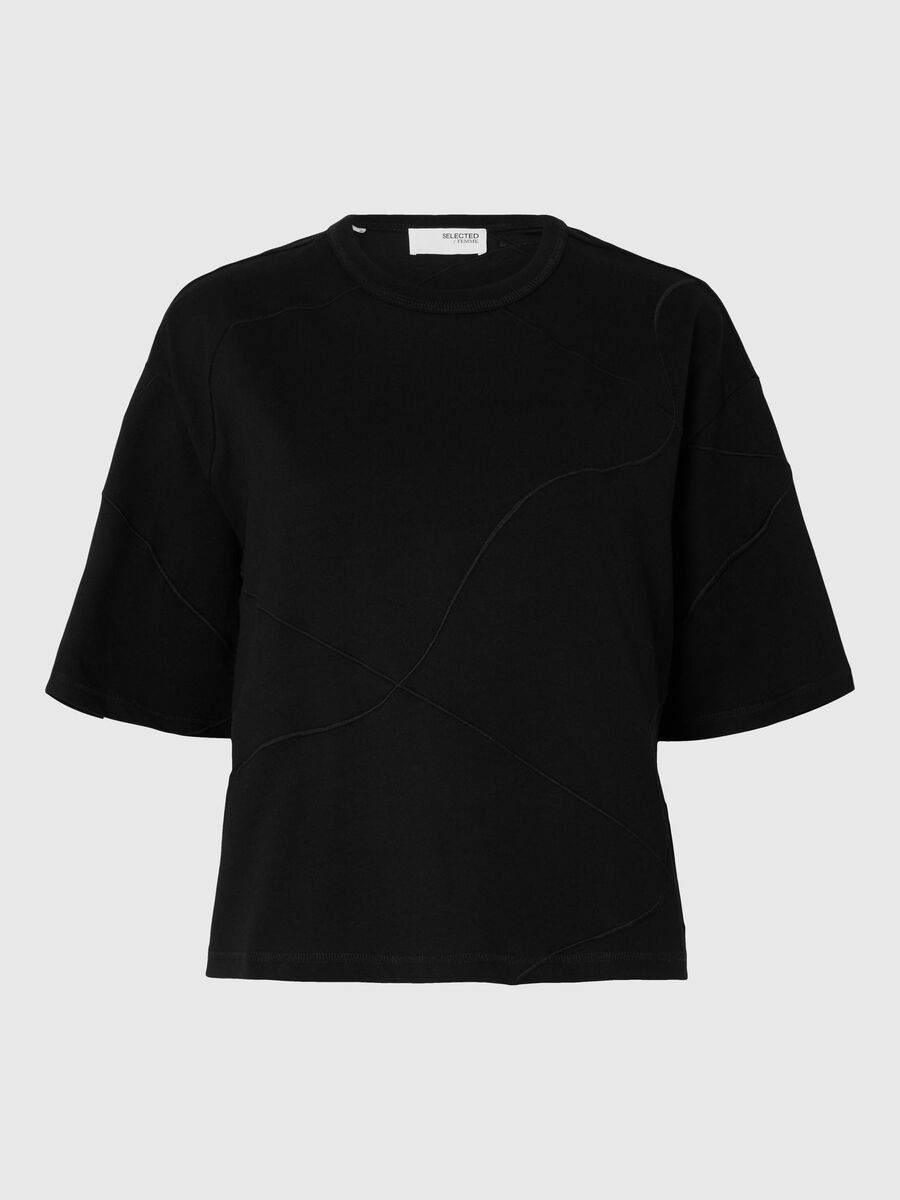 Selected BESTICKTES CROP-T-SHIRT, Black, highres - 16097078_Black_1167268_001.jpg