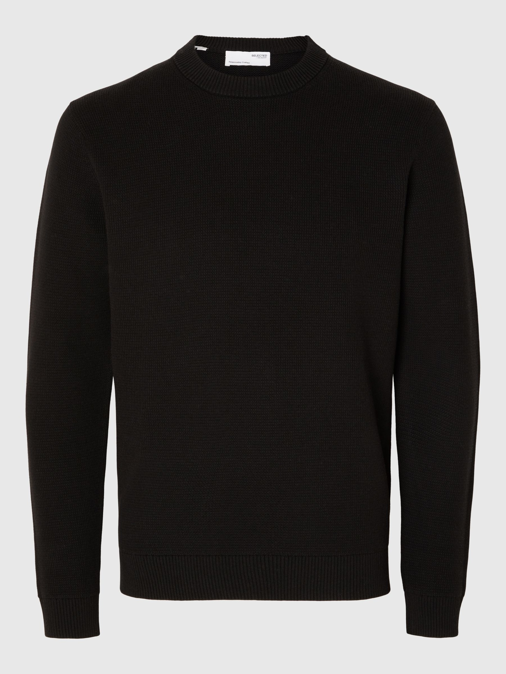 CREWNECK PULLOVER, Black, highres