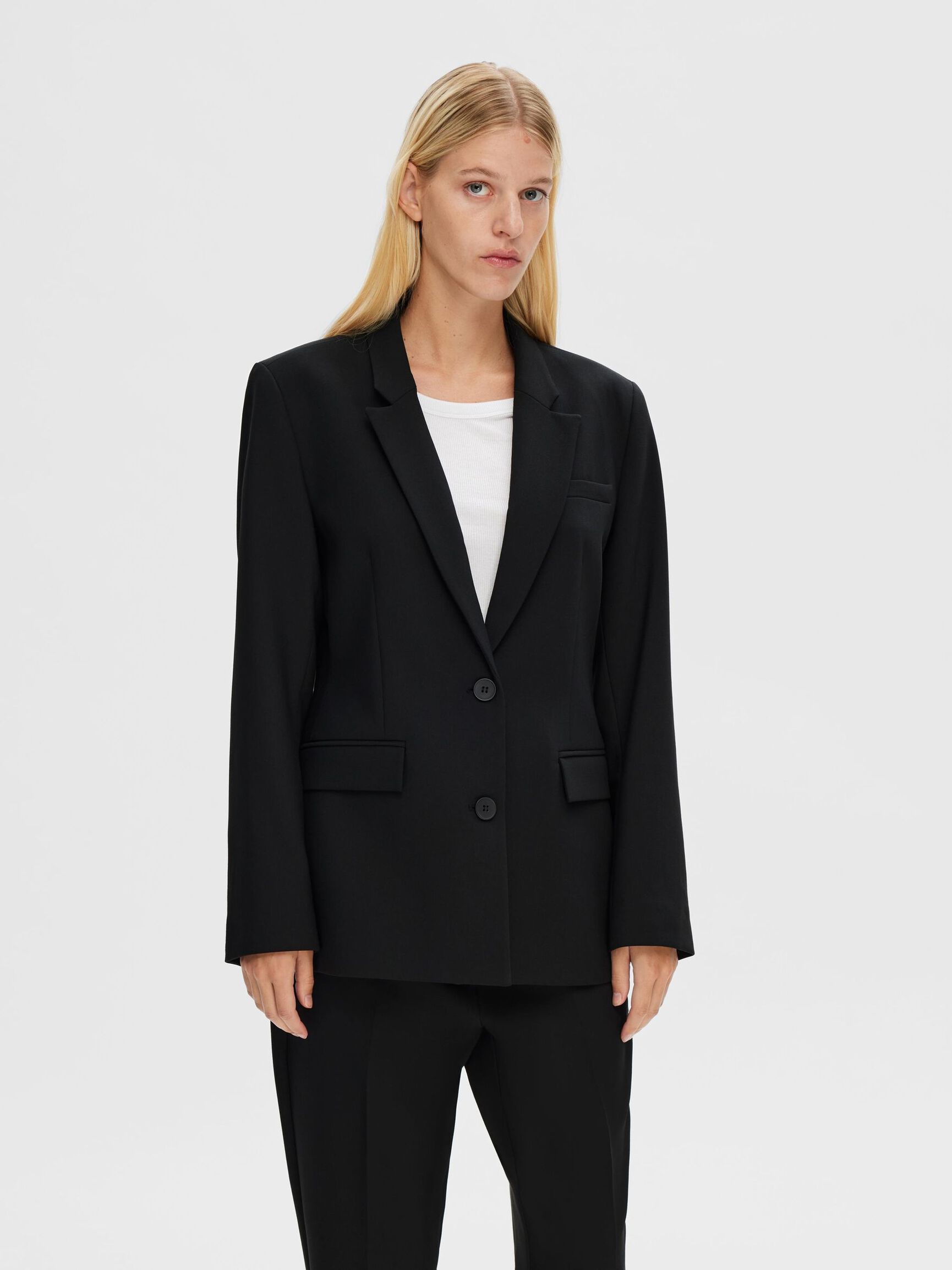 KLASSISCHER EINREIHIGER BLAZER, Black, highres