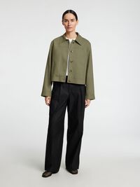 LONG SLEEVED SHORT JACKET, Vetiver, highres