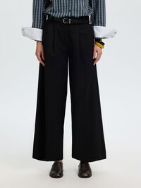 GEPLOOIDE HIGH-WAIST BROEK, Black, highres