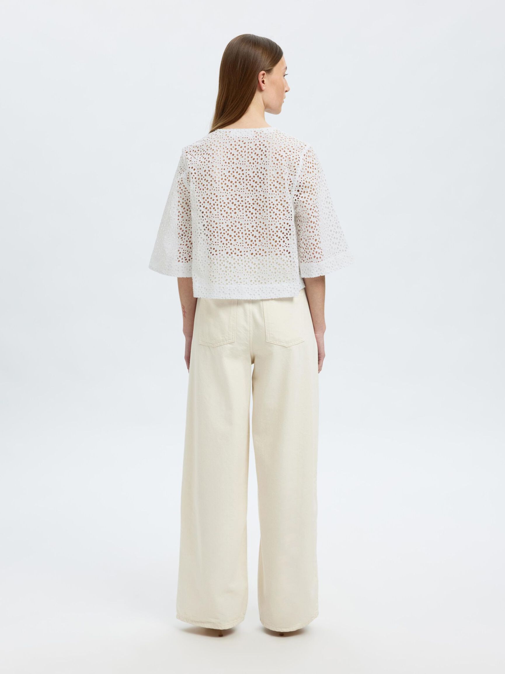 BRODERIE ANGLAISE CROPPED TOP, Bright White, highres