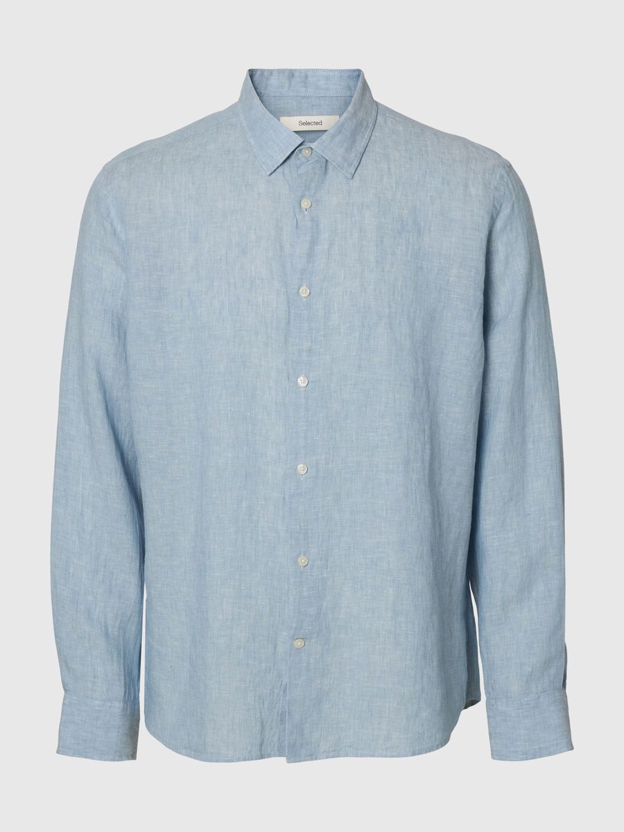 Selected 100% TEJIDO DE LINO CAMISA, Blue Fog, highres - 16092471_BlueFog_1151867_001.jpg