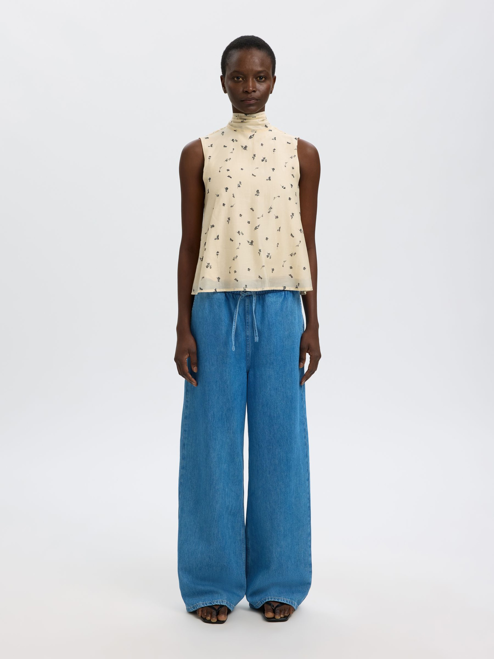 SPODNIE Z SZEROKIMI NOGAWKAMI, Medium Blue Denim, highres