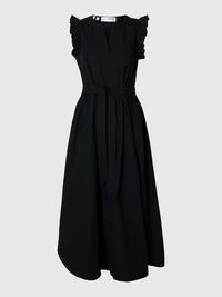 BAUMWOLL MAXIKLEID, Black, highres