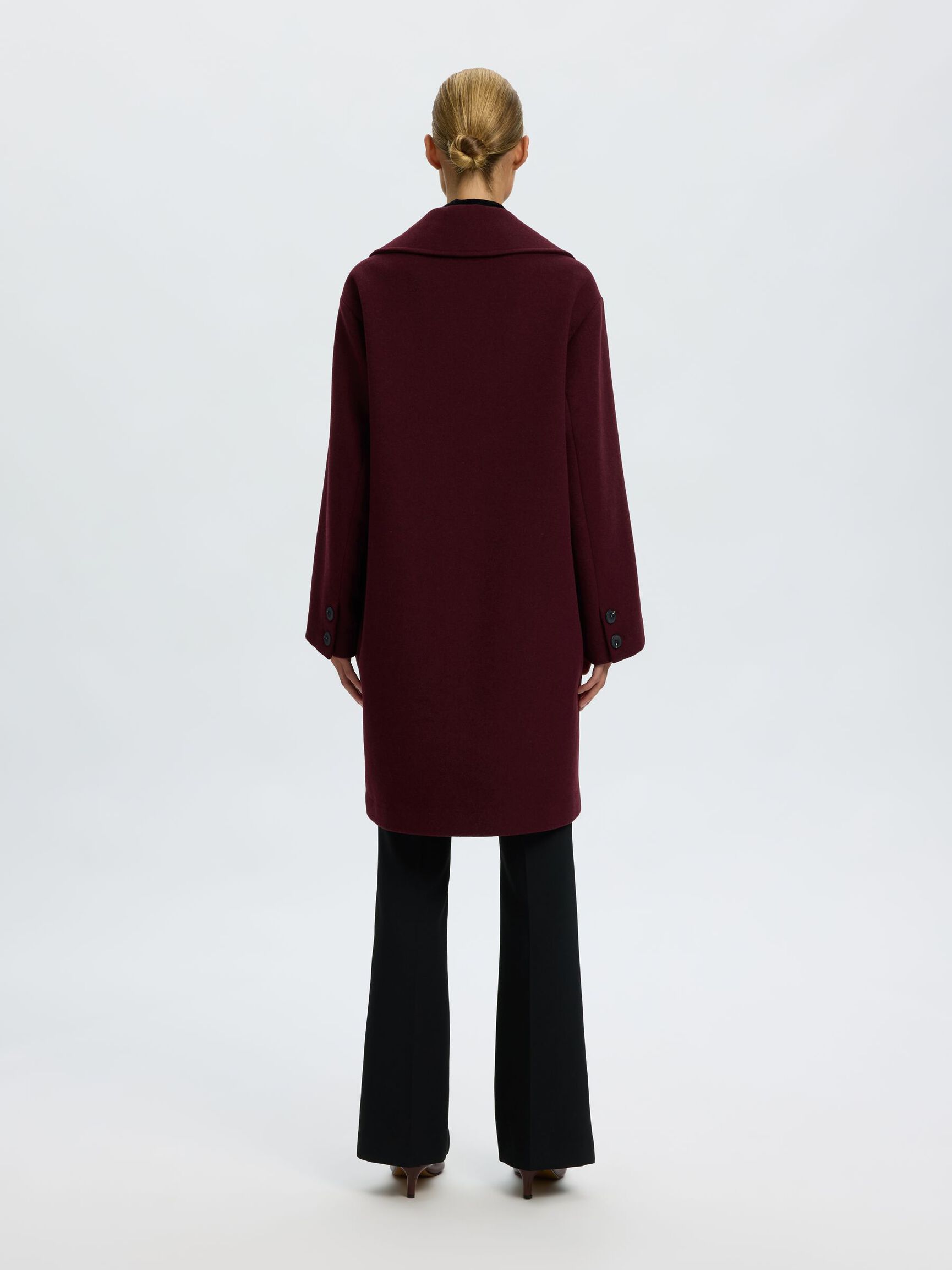 WOOL BLEND LONG COAT, Tawny Port, highres