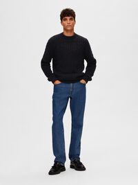CABLE KNIT KNITTED JUMPER, Black, highres