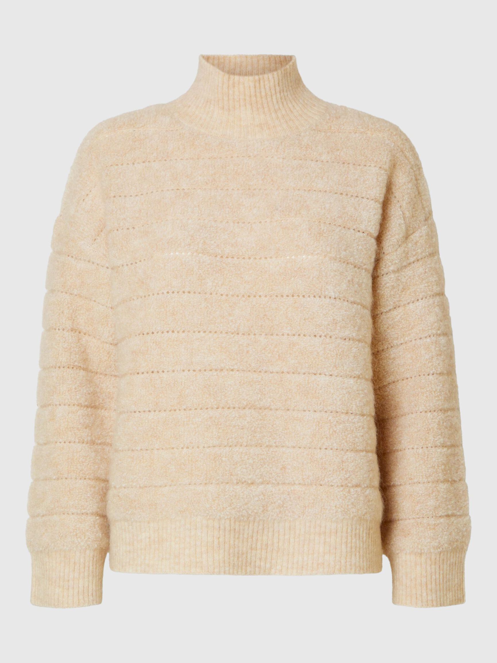 WOLLGEMISCH PULLOVER MIT HOHEM KRAGEN, Birch, highres