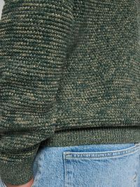 CREW NECK KNITTED PULLOVER, Rain Forest, highres