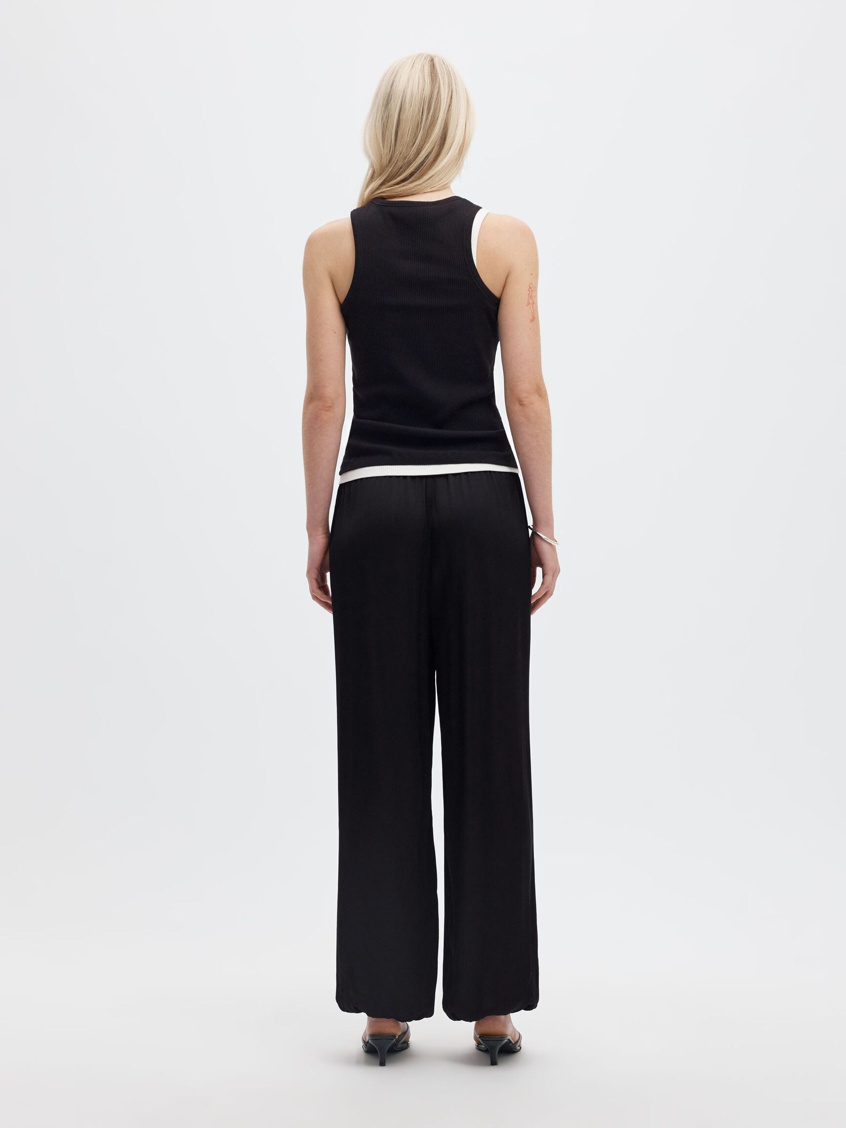 VISCOSE BALLOON FIT TROUSERS, Black, highres