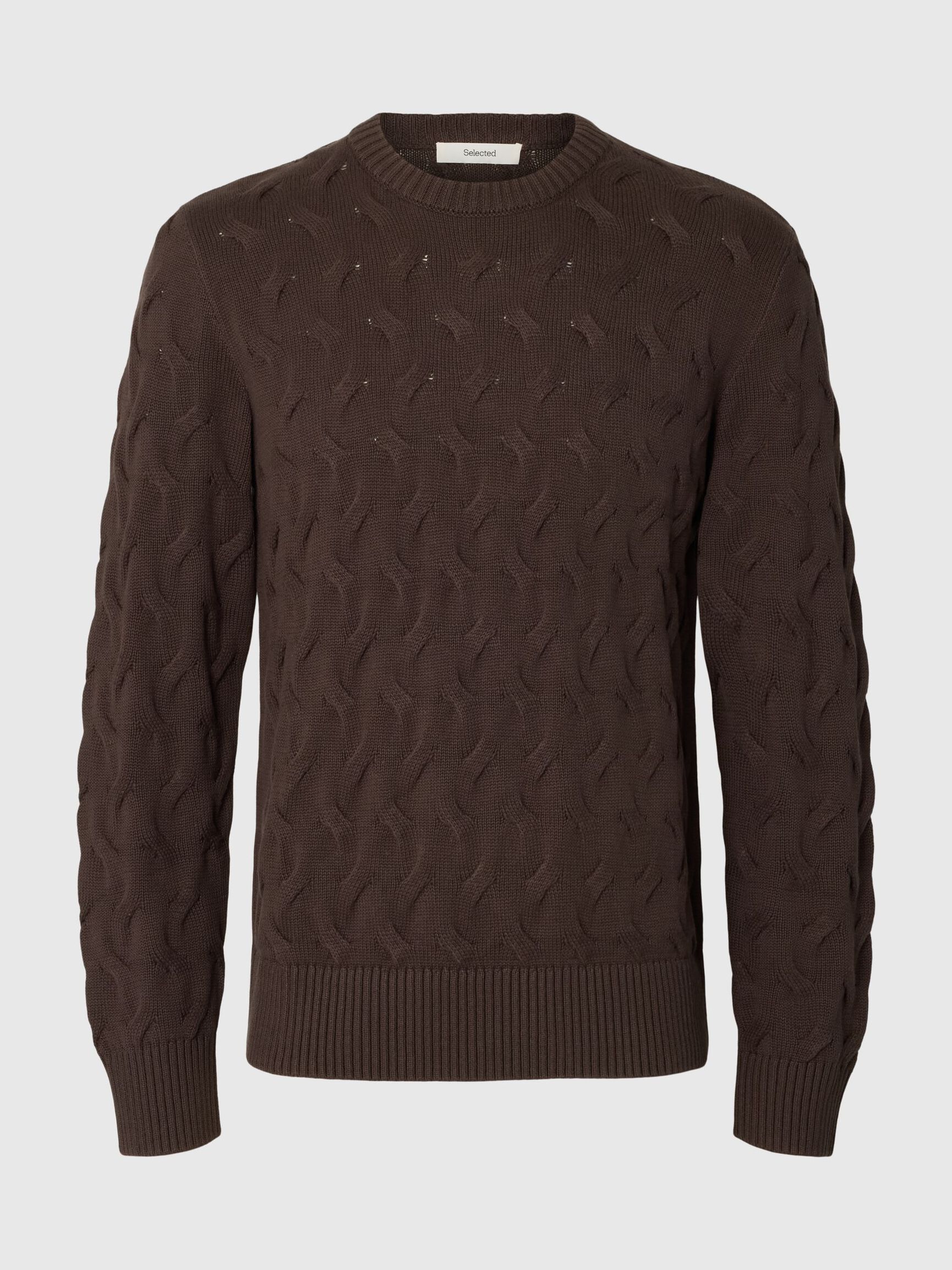 CABLE KNIT CREWNECK JUMPER, Delicioso, highres