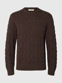 CABLE KNIT CREWNECK JUMPER, Delicioso, highres