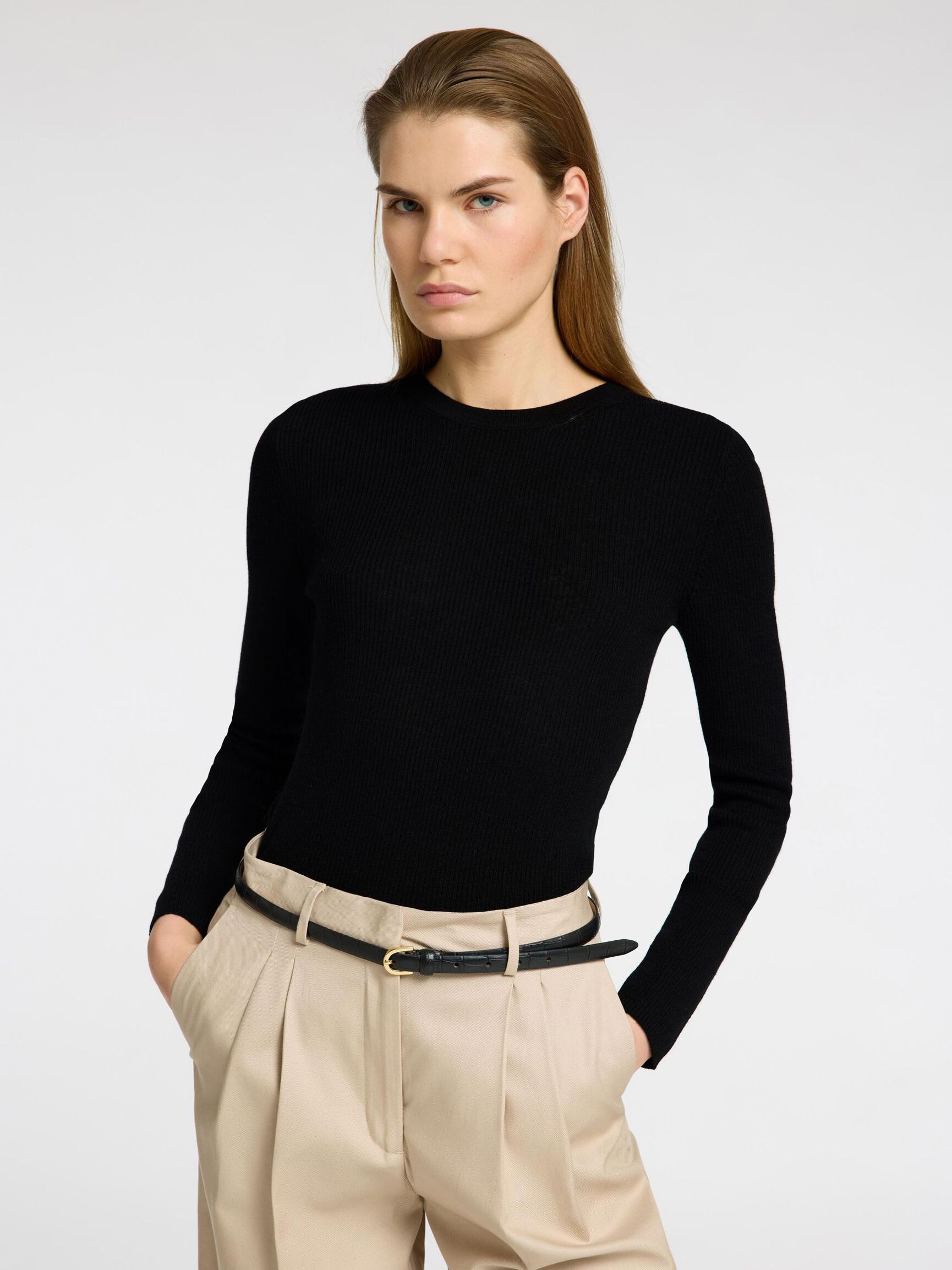 ULLBLANDING STRIKKET TOPP, Black, highres