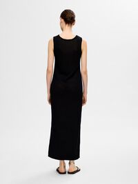 VISCOSE BLEND KNITTED MAXI DRESS, Black, highres