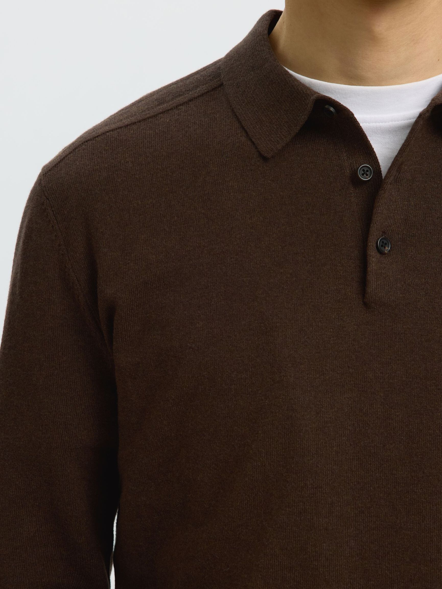 KNITTED LONG-SLEEVED POLO SHIRT, Delicioso, highres