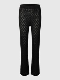 GEBREIDE HIGH-WAIST BROEK, Black, highres