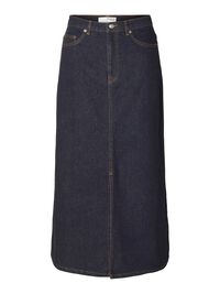 DENIM MIDDELLANGE ROK, Dark Blue Denim, highres