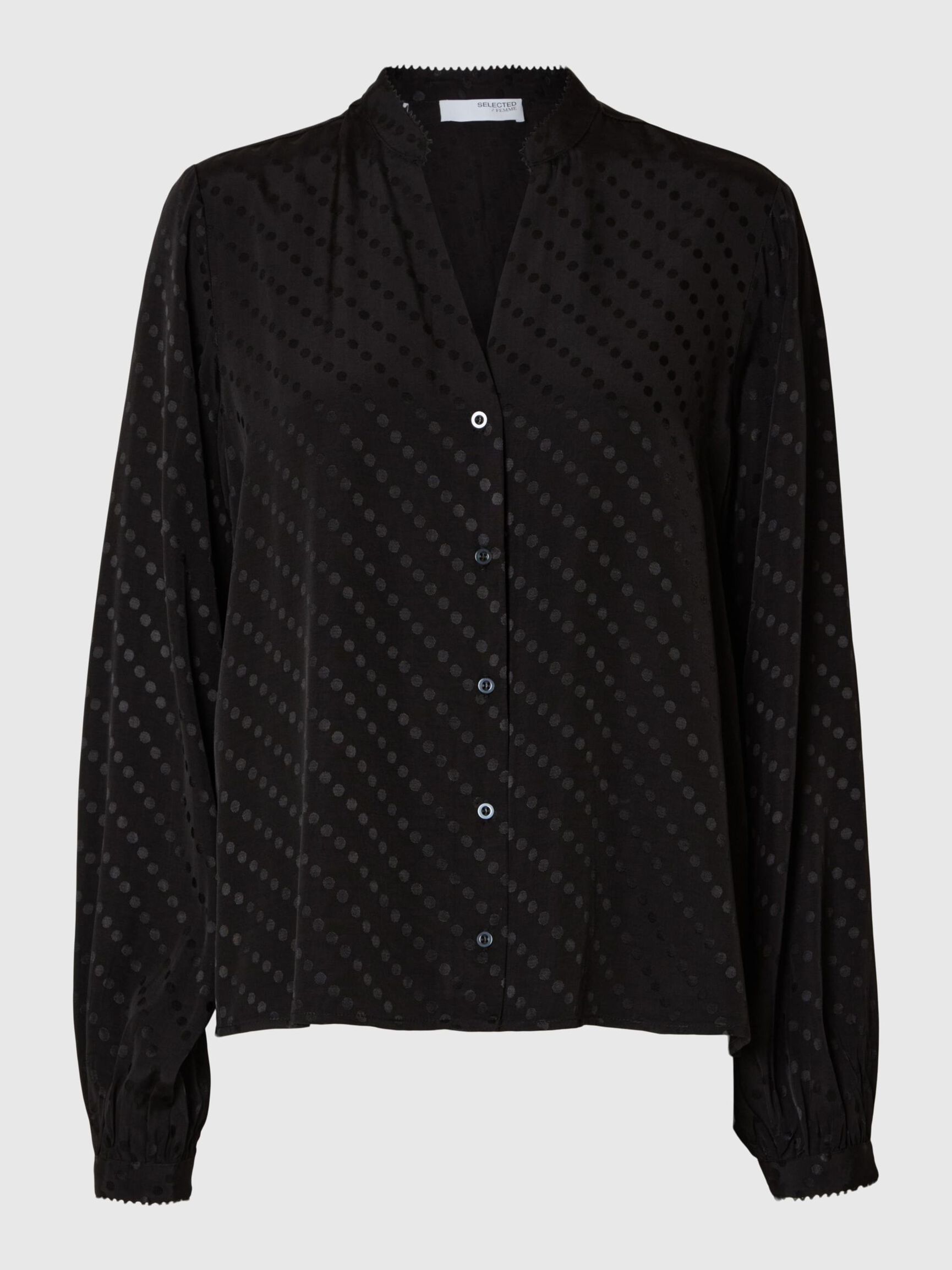 VISCOSEMIX SHIRT MET LANGE MOUWEN, Black, highres