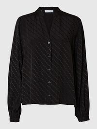 VISCOSEMIX SHIRT MET LANGE MOUWEN, Black, highres