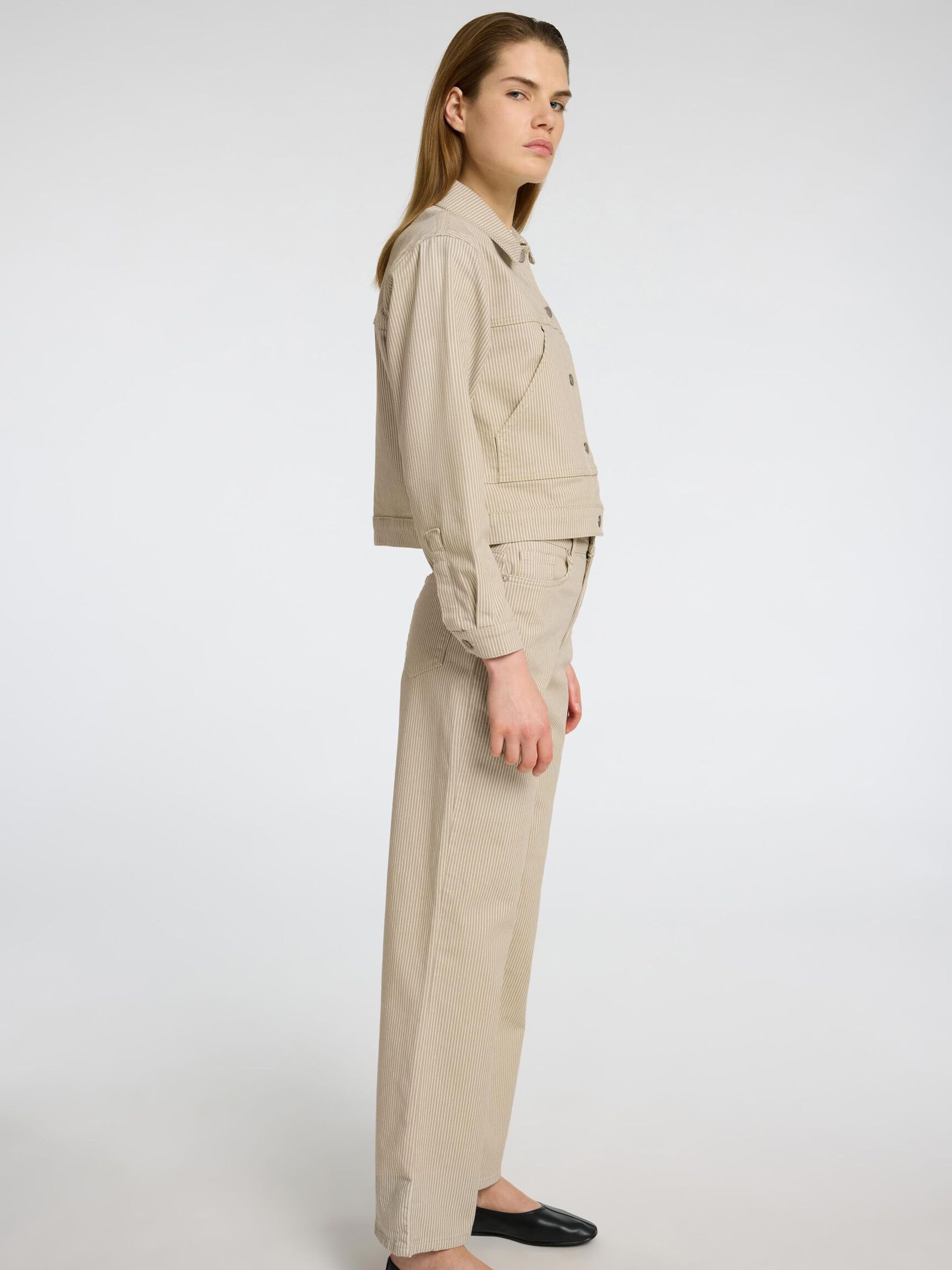 CINTURA ALTA JEANS ANCHOS, Beige, highres