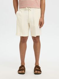 REGULAR FIT LINEN-BLEND SHORTS, Cloud Dancer, highres