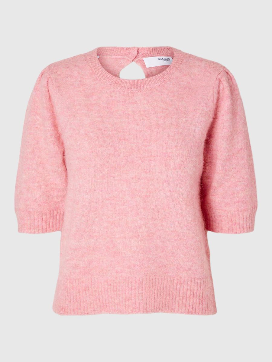 Selected WOOL BLEND SHORT SLEEVED TOP, Peony, highres - 16094530_Peony_1131110_001.jpg