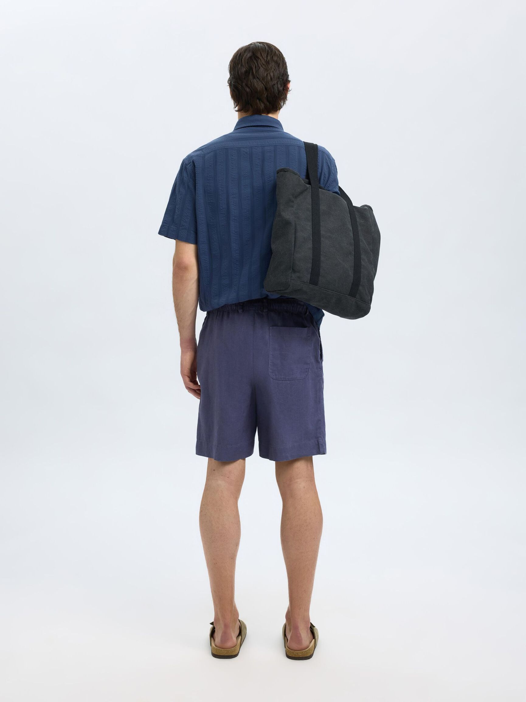 LOOSE FIT LINEN-BLEND SHORTS, Oceana, highres