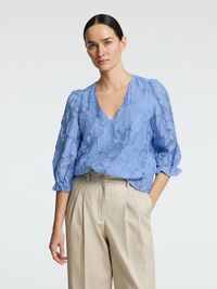 BLOMSTERPRINTET BLUSE, Vista Blue, highres