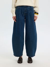 HIGH WAIST BARREL FIT JEANS, Medium Blue Denim, highres