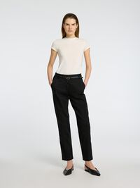 CROPPED TAPERED HOSE, Black, highres