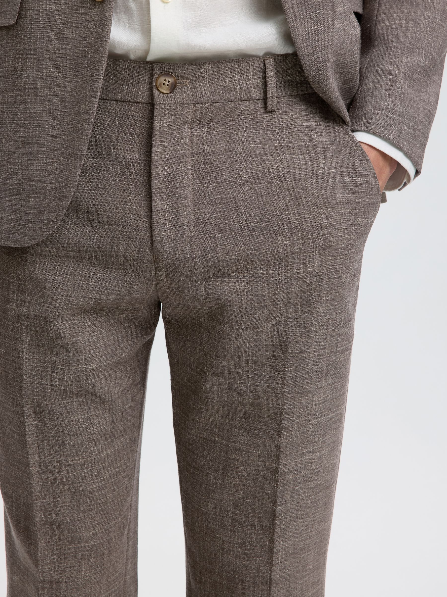 SLIM FIT SUIT TROUSERS, Dark Sand Melange, highres
