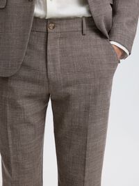SLIM FIT SUIT TROUSERS, Dark Sand Melange, highres
