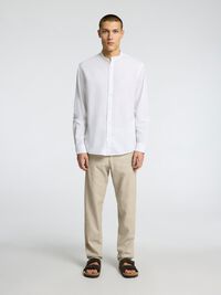 SLIM TAPERED LINEN BLEND TROUSERS, Vetiver, highres
