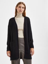 LONG KNITTED CARDIGAN, Black, highres