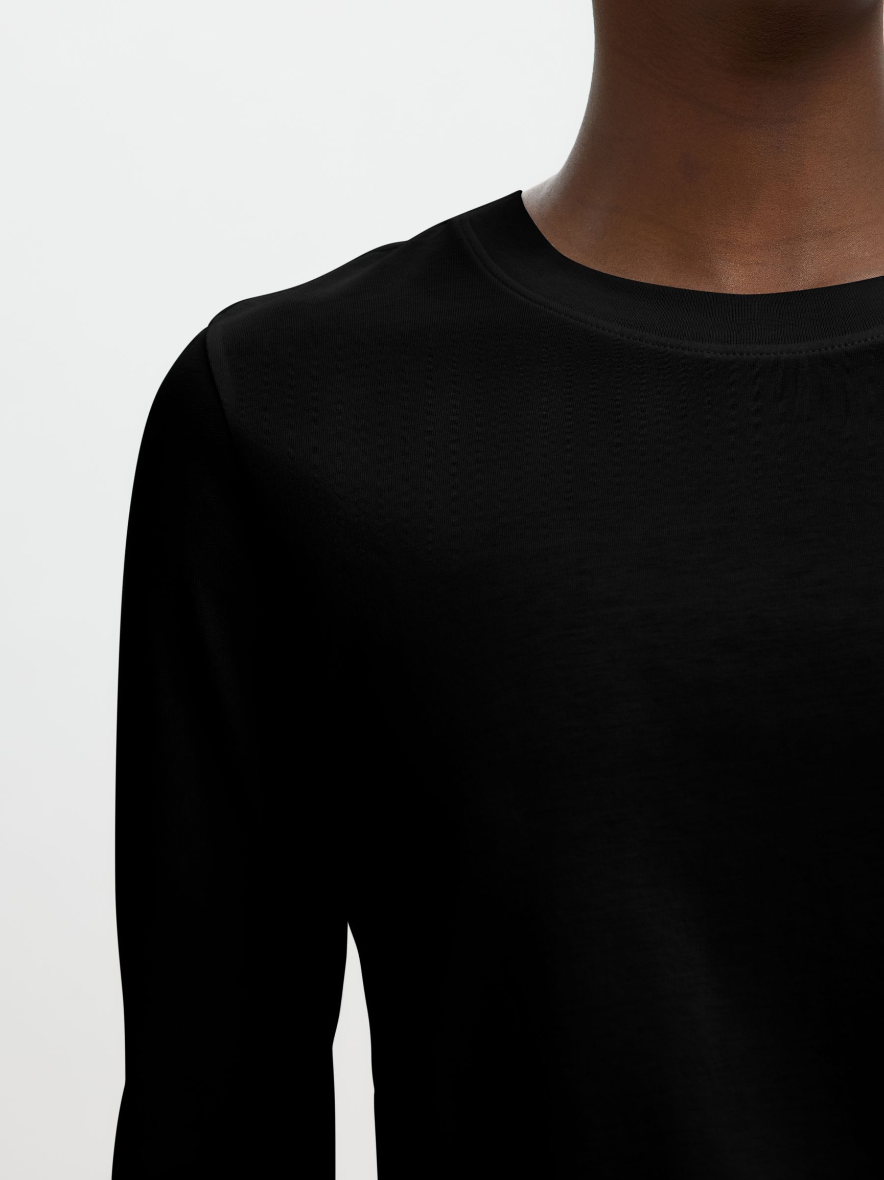 BOMULLSSYDD LÅNGÄRMAD T-SHIRT, Black, highres