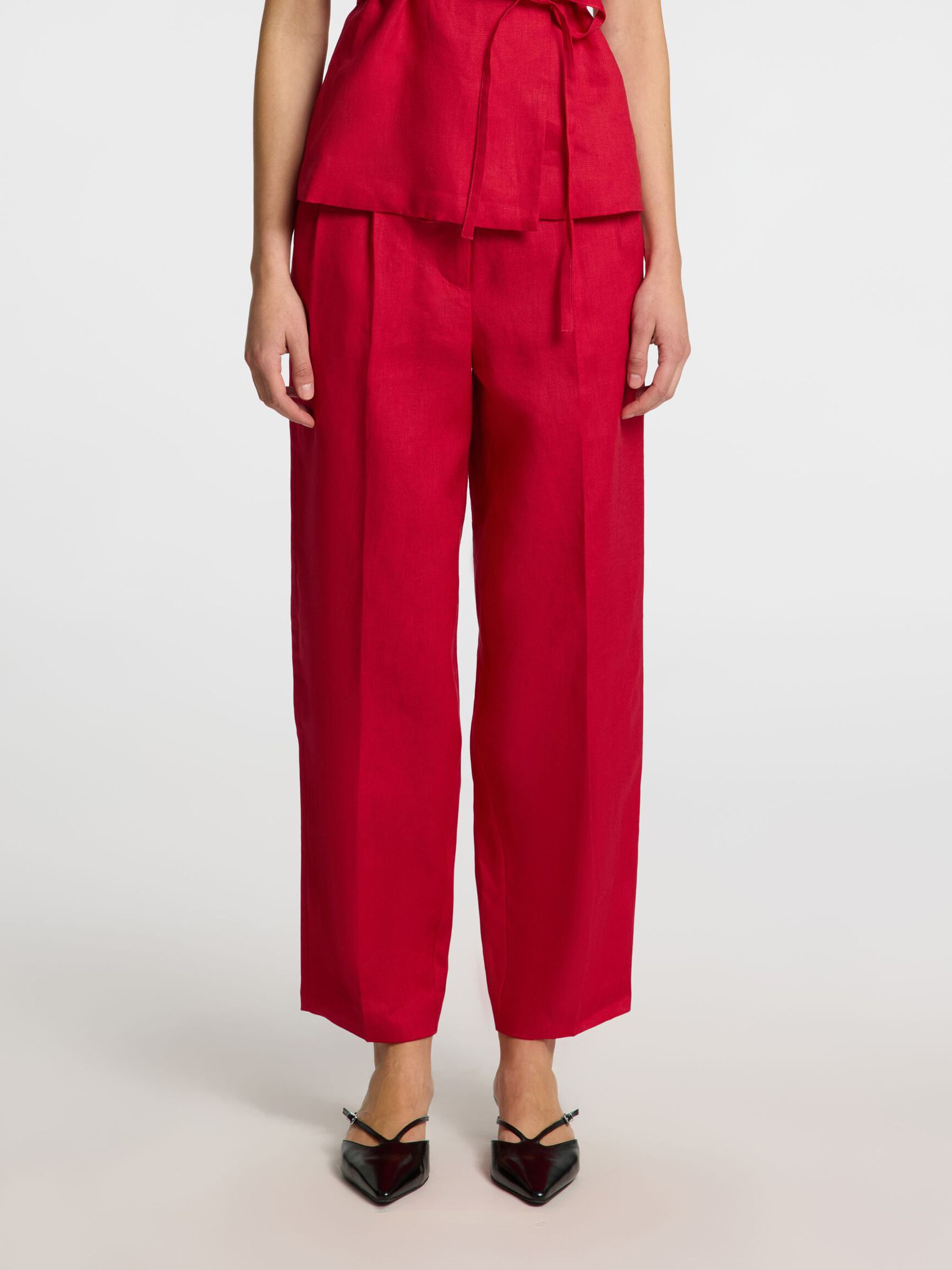 100 % LIN PANTALONS BARREL, Savvy Red, highres