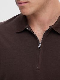 ZIPPER POLO SHIRT, Demitasse, highres