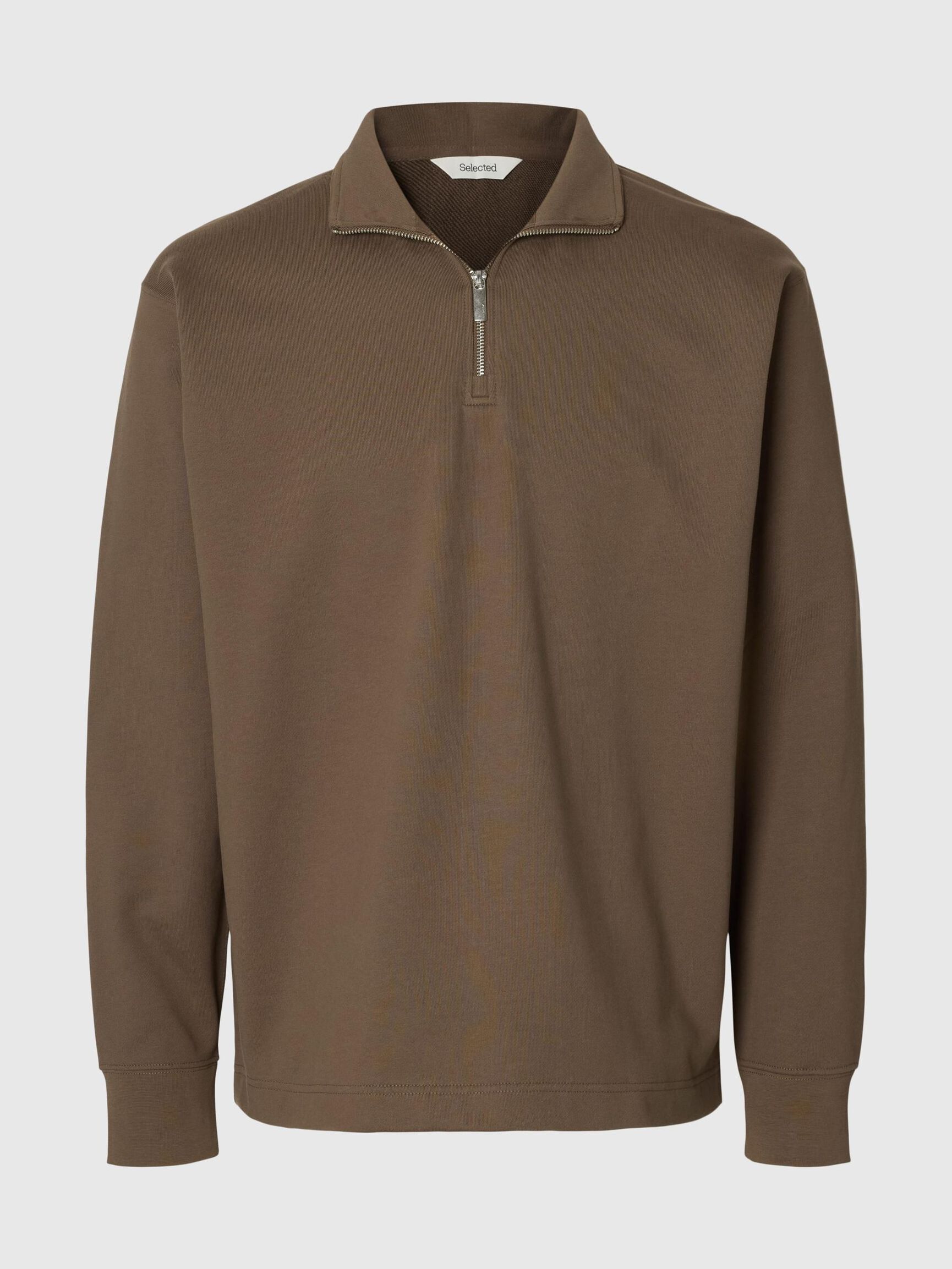 HALF ZIP SWEATSHIRT, Chocolate Chip, highres