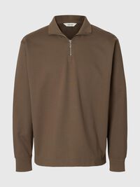HALF ZIP SWEATSHIRT, Chocolate Chip, highres