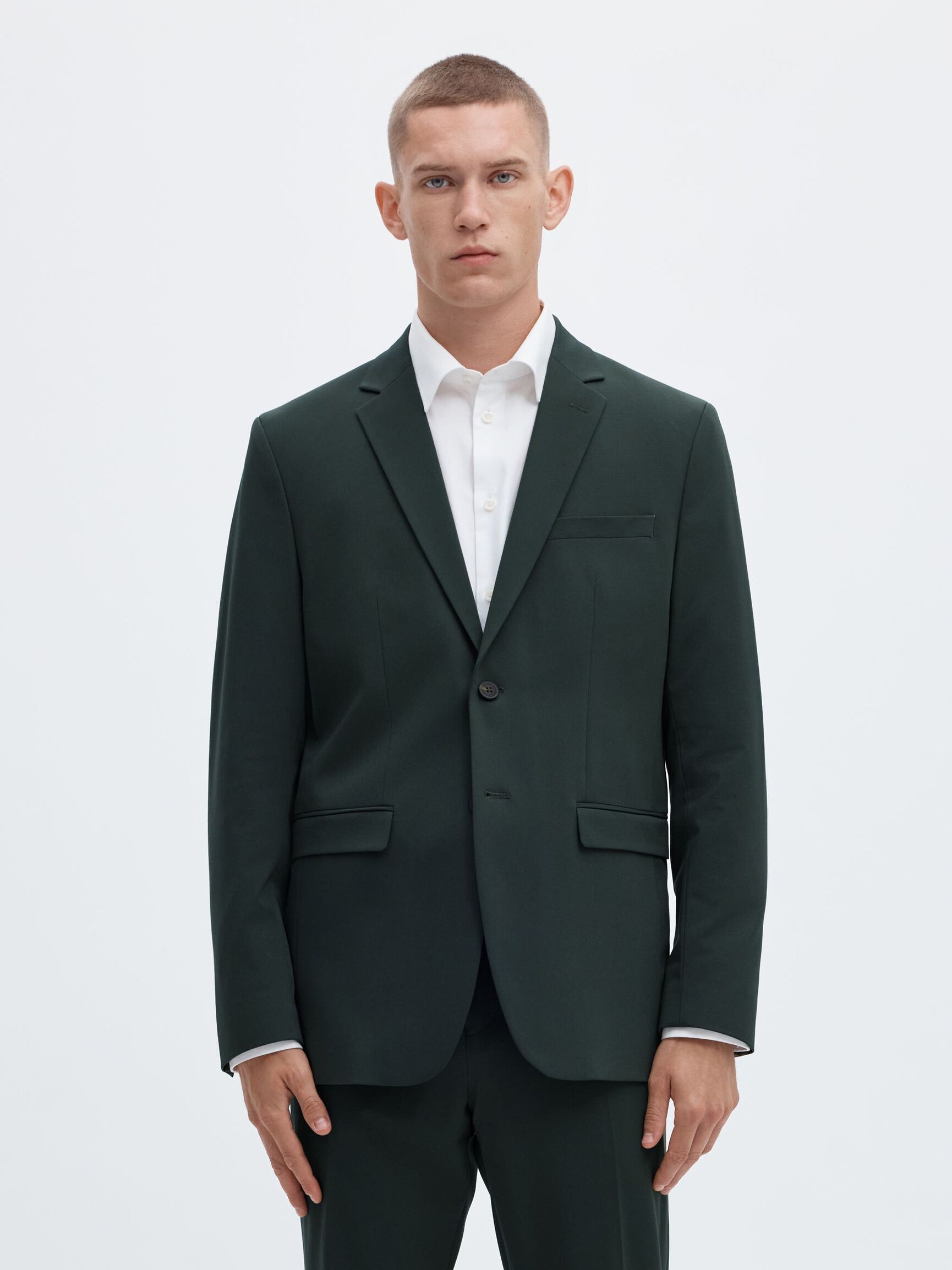 VISCOSE BLEND SLIM FIT BLAZER, Forest Night, highres