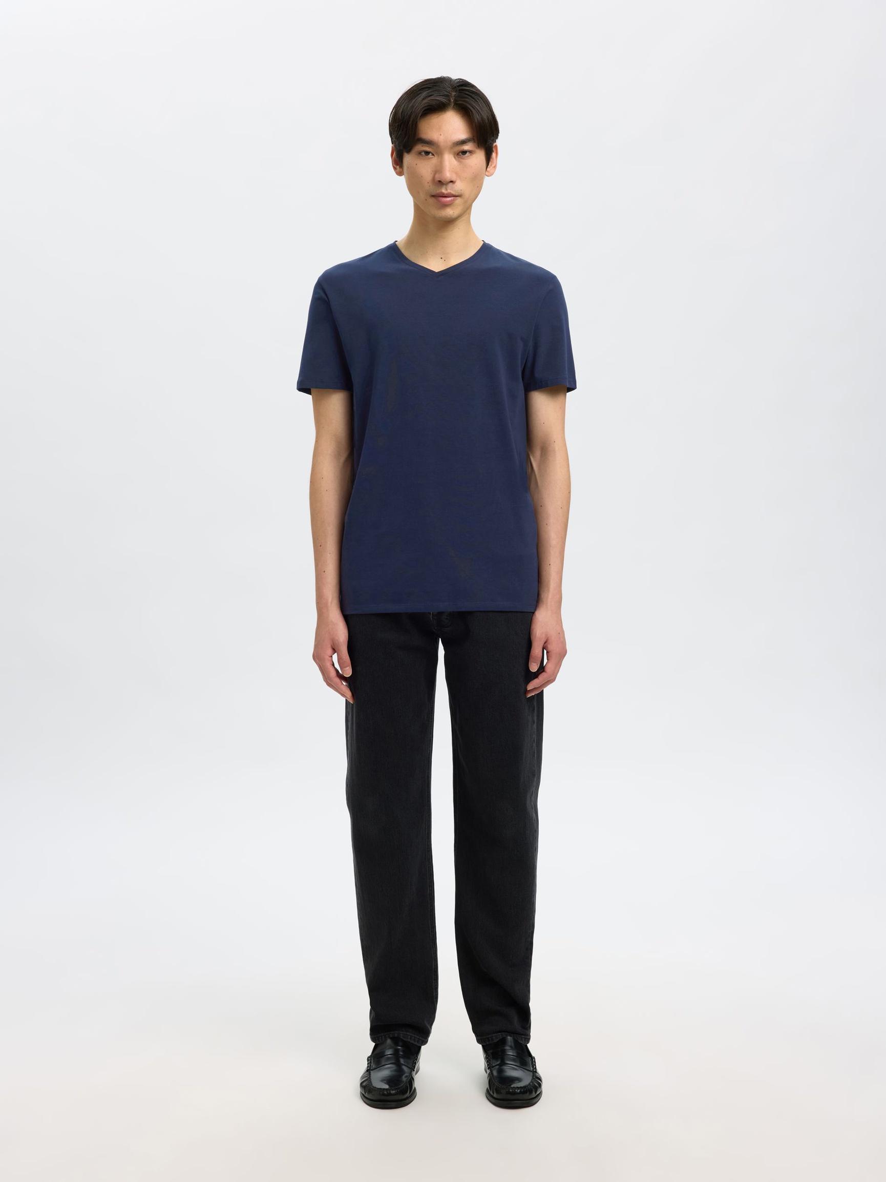V-AUSSCHNITT T-SHIRT, Navy Blazer, highres