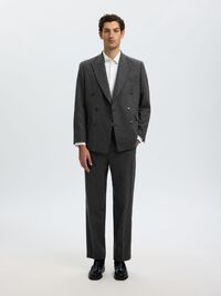 WOOL BLEND SUIT TROUSERS, Dark Grey, highres