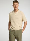 Selected TEXTURED KNITTED POLO SHIRT, Oatmeal, highres - 16097574_Oatmeal_008.jpg