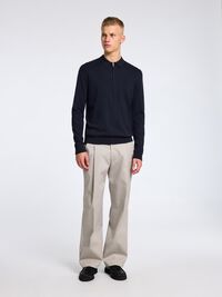 GEBREIDE POLO MET LANGE MOUWEN, Navy Blazer, highres