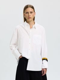 COTTON OVERSIZED SHIRT, Bright White, highres