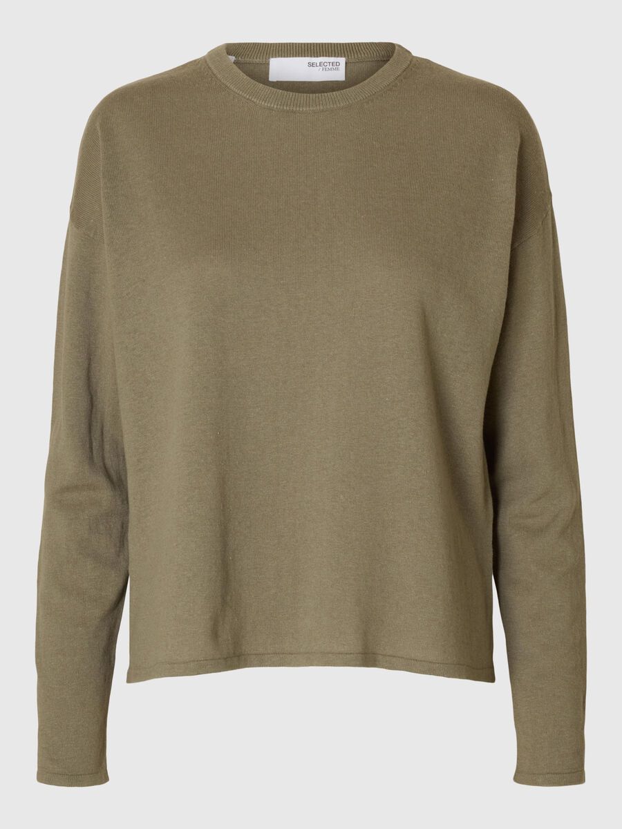 Selected LINEN BLEND KNITTED JUMPER, Vetiver, highres - 16096205_Vetiver_001.jpg