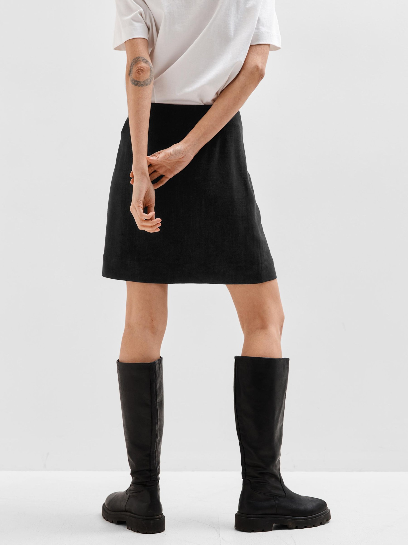 VISCOSE BLEND MINI SKIRT, Black, highres