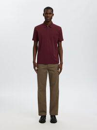 ZIPPER KNITTED POLO SHIRT, Tawny Port, highres