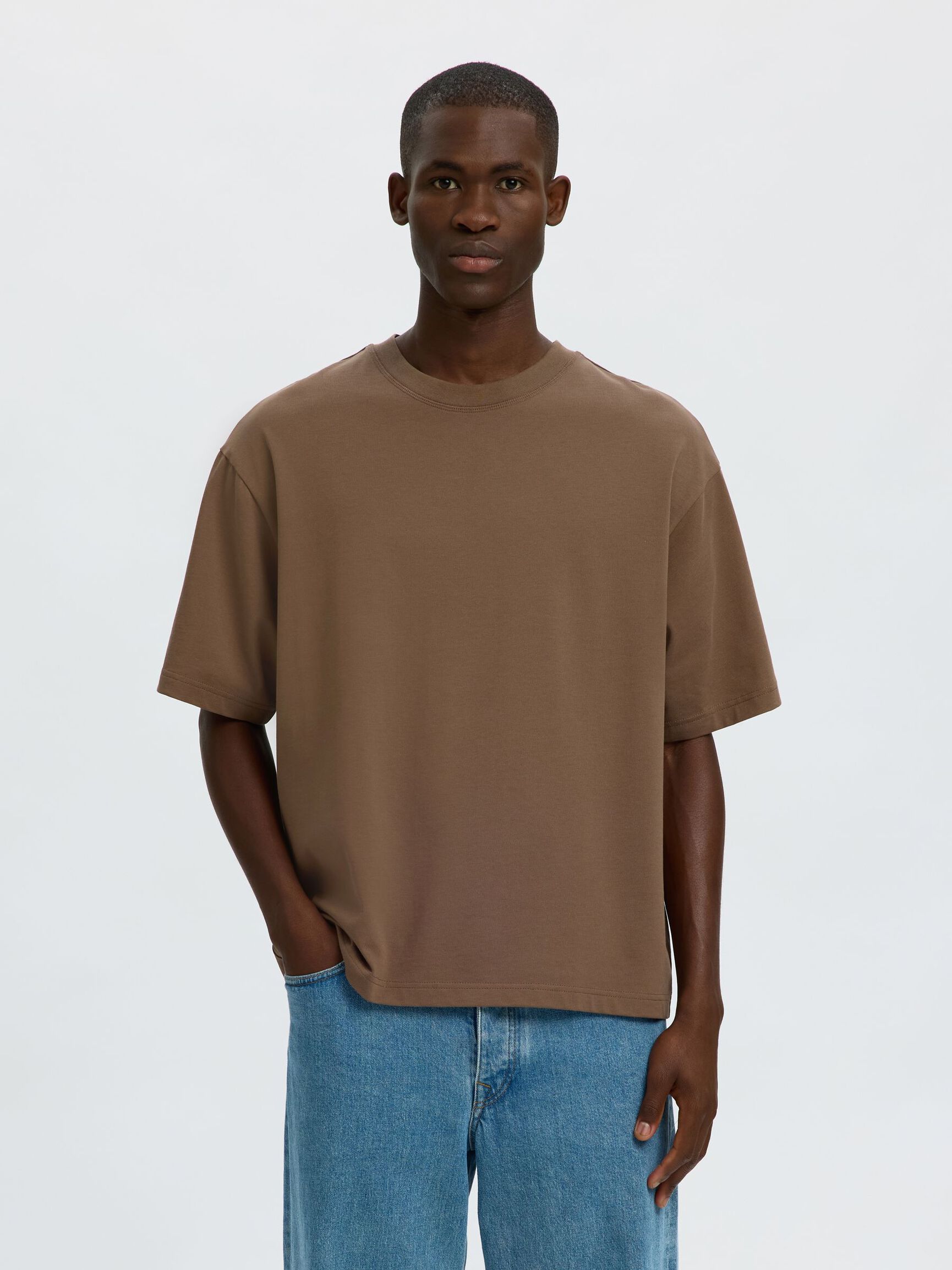 T-SHIRT Z OKRĄGŁYM DEKOLTEM, Chocolate Chip, highres