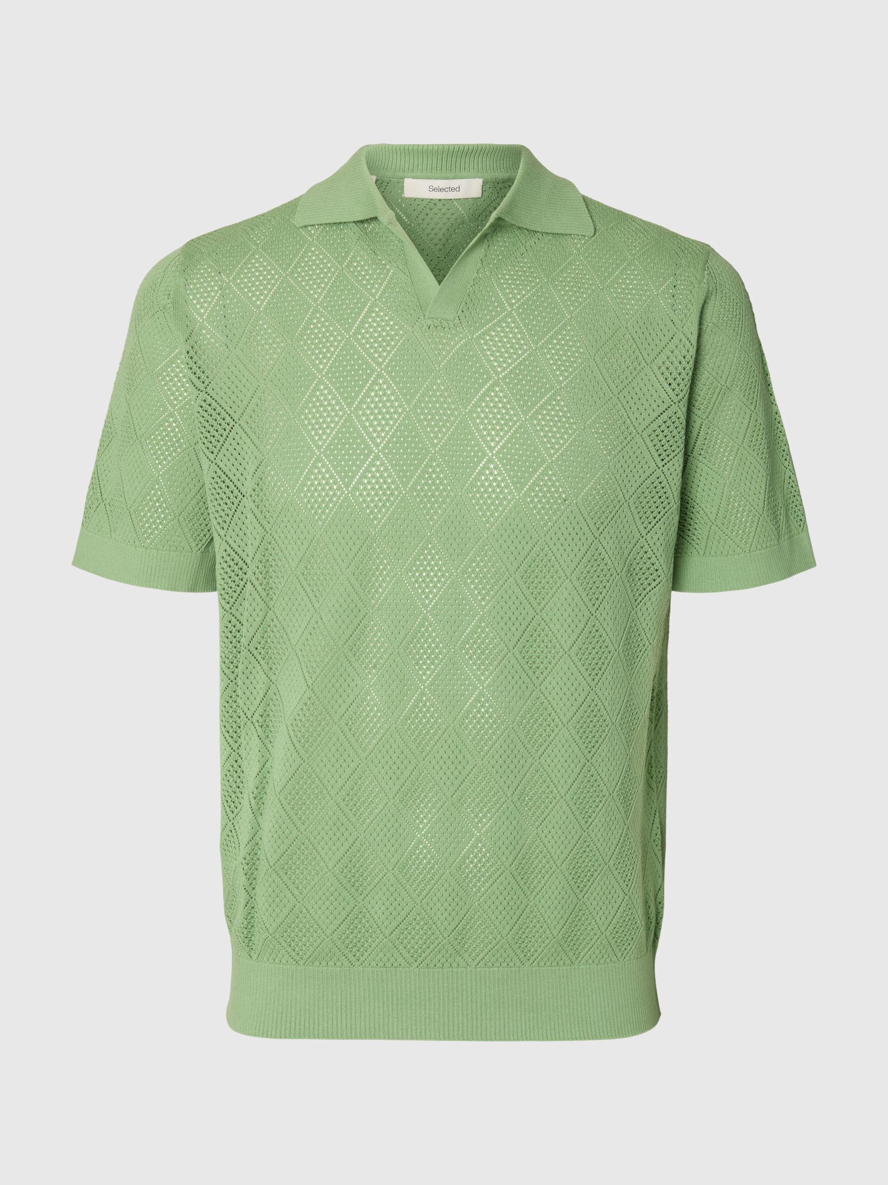 SHORT SLEEVED KNITTED POLO SHIRT, Aspen Green, highres